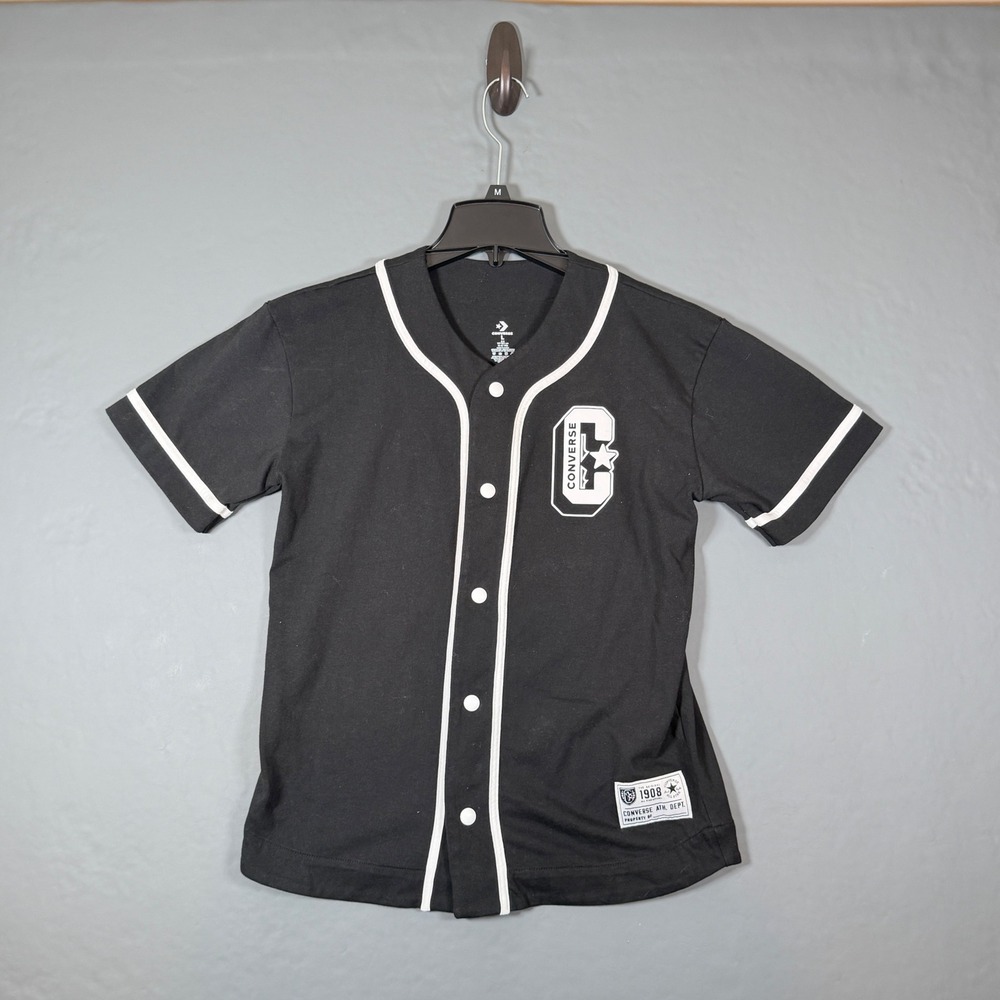 Converse All Star Athletic Dept Baseball Jersey Shirt Youth Large 12-13 Black
